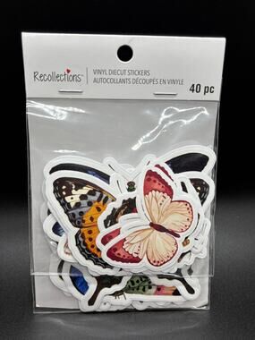 Recollections Butterfly Vinyl Stickers 40 Pc Waterproof Die Cut Butterflies NEW